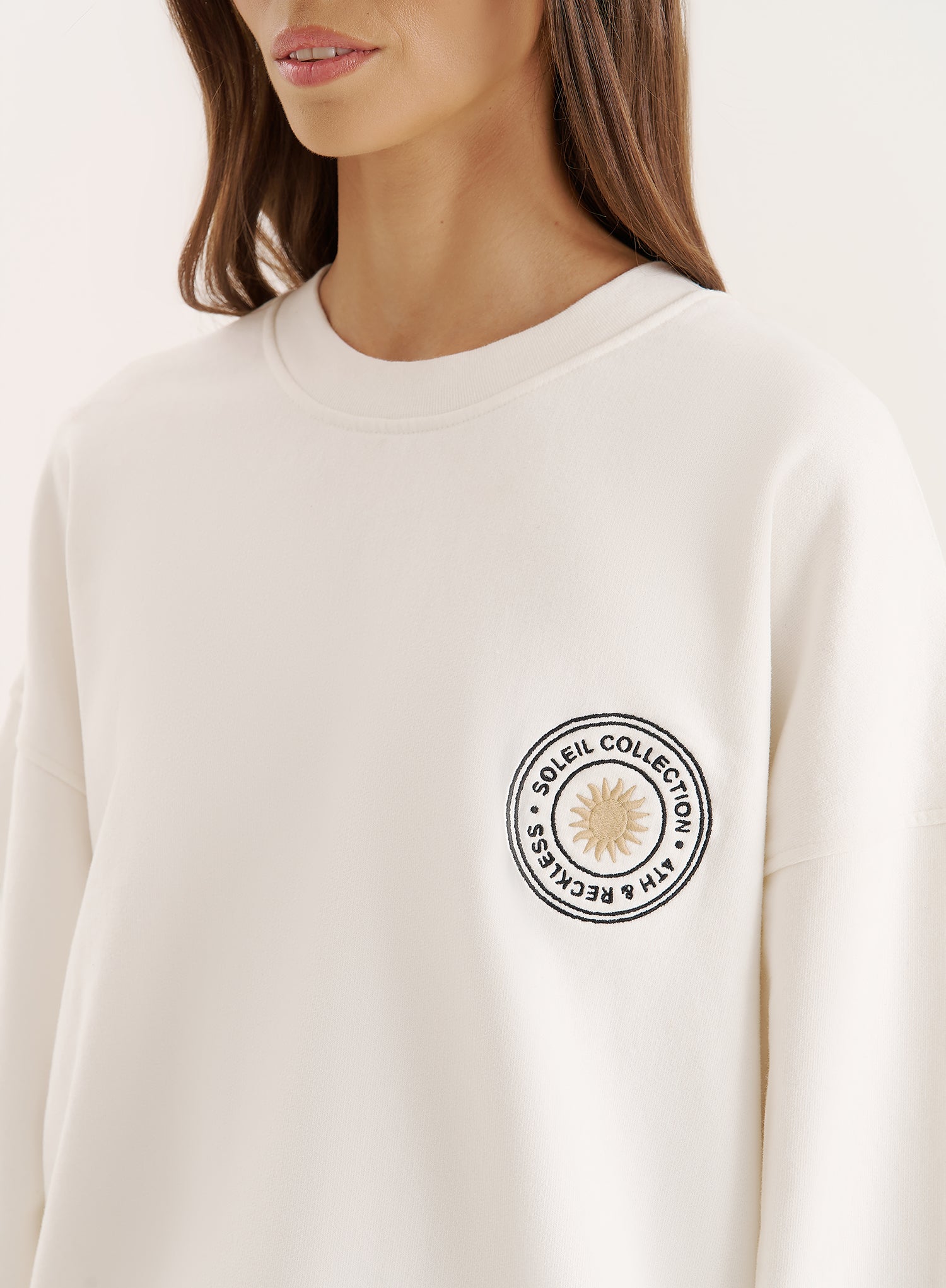 Off White Embroidered Emblem Sweatshirt